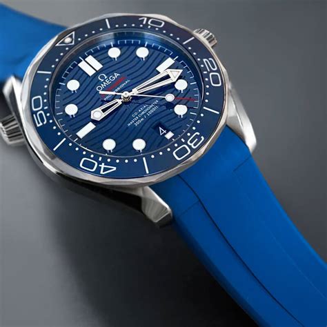 omega seamaster 300m blue rubber strap|omega seamaster professional rubber strap.